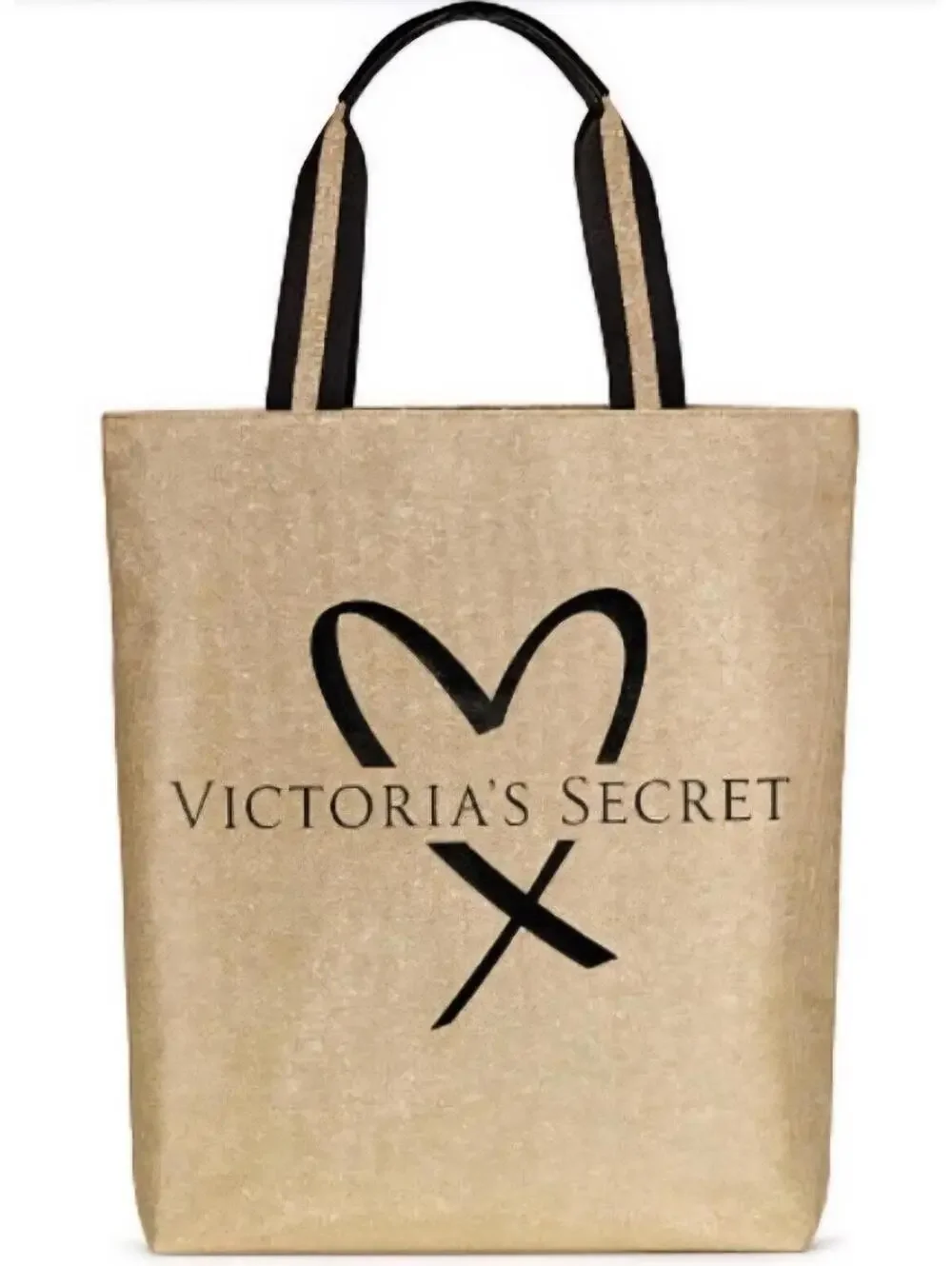 Victoria's Secret limited edition fashion show gold glitter black heart tote Bag